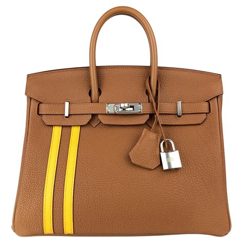 jaune ambre hermes 25|HERMES Togo Birkin 25 Jaune Ambre .